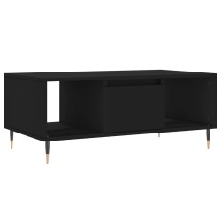 vidaXL Mesa de centro madera contrachapada negro 90x50x36,5 cm