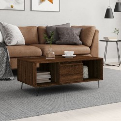 vidaXL Mesa de centro madera contrachapada marrón roble 90x50x36,5 cm