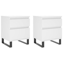vidaXL Mesitas de noche 2 uds madera de ingeniería blanco 40x35x50 cm