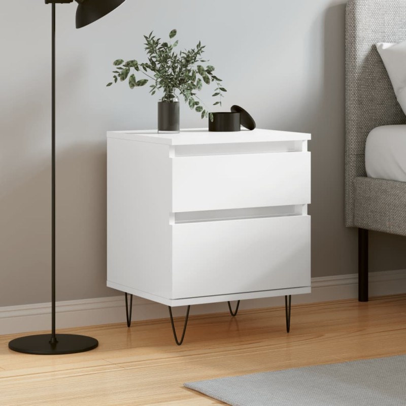 vidaXL Mesita de noche madera contrachapada blanco brillo 40x35x50 cm vidaXL Mesita de noche madera contrachapada blanco brillo 40x35x50 cm