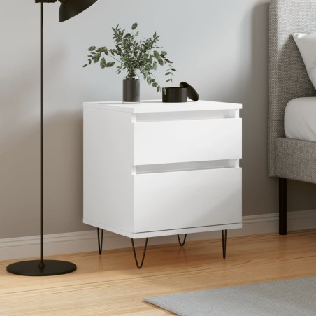 vidaXL Mesita de noche madera contrachapada blanco brillo 40x35x50 cm