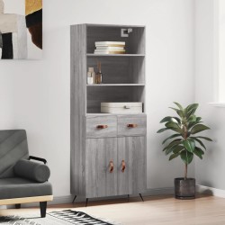 vidaXL Aparador alto madera contrachapada gris sonoma 69,5x34x180 cm
