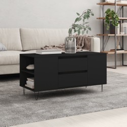 vidaXL Mesa de centro madera de ingeniería negro 102x44,5x50 cm
