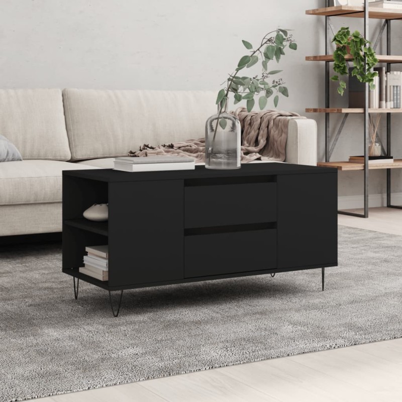vidaXL Mesa de centro madera de ingeniería negro 102x44,5x50 cm vidaXL Mesa de centro madera de ingeniería negro 102x44,5x50 cm