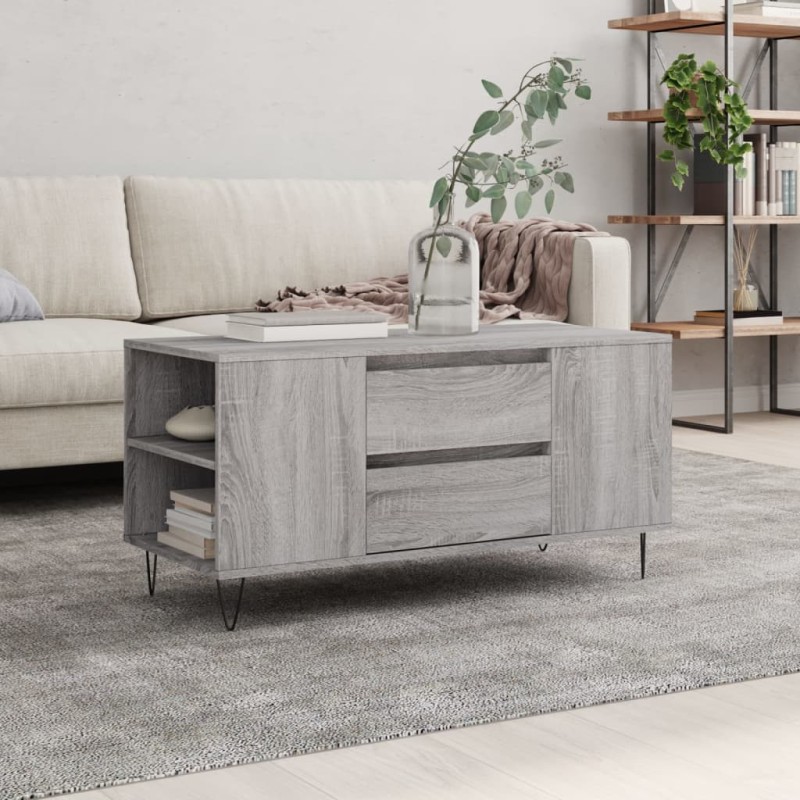 vidaXL Mesa de centro madera de ingeniería gris Sonoma 102x44,5x50 cm vidaXL Mesa de centro madera de ingeniería gris Sonoma 102x44,5x50 cm
