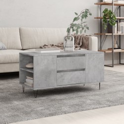 vidaXL Mesa de centro madera ingeniería gris hormigón 102x44,5x50 cm