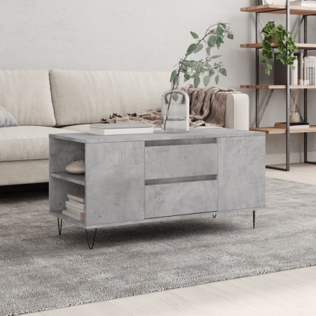 vidaXL Mesa de centro madera ingeniería gris hormigón 102x44,5x50 cm