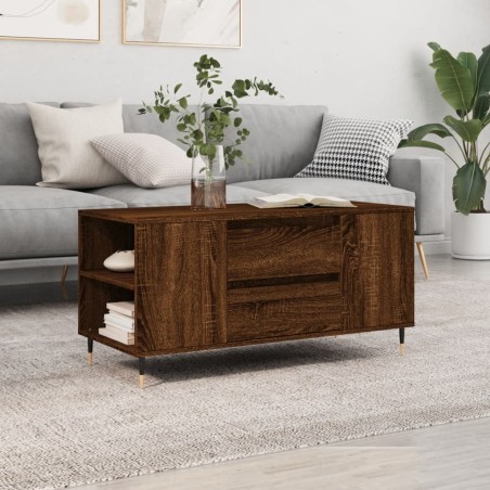 vidaXL Mesa de centro madera de ingeniería marrón roble 102x44,5x50 cm