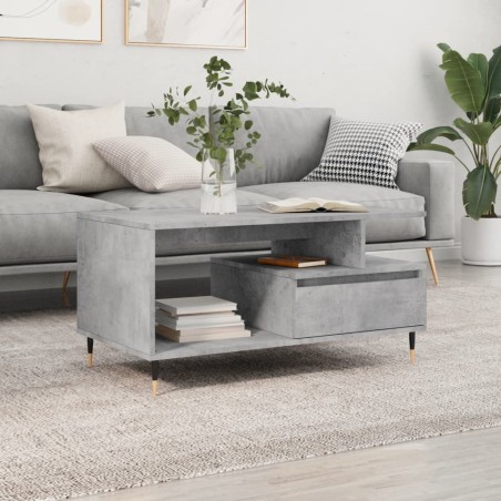 vidaXL Mesa de centro madera contrachapada gris hormigón 90x49x45 cm
