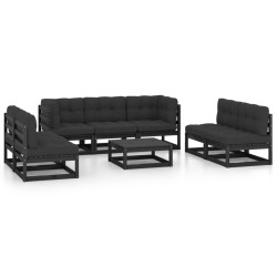 vidaXL Juego de muebles de jardín 8 pzas y cojines madera pino maciza