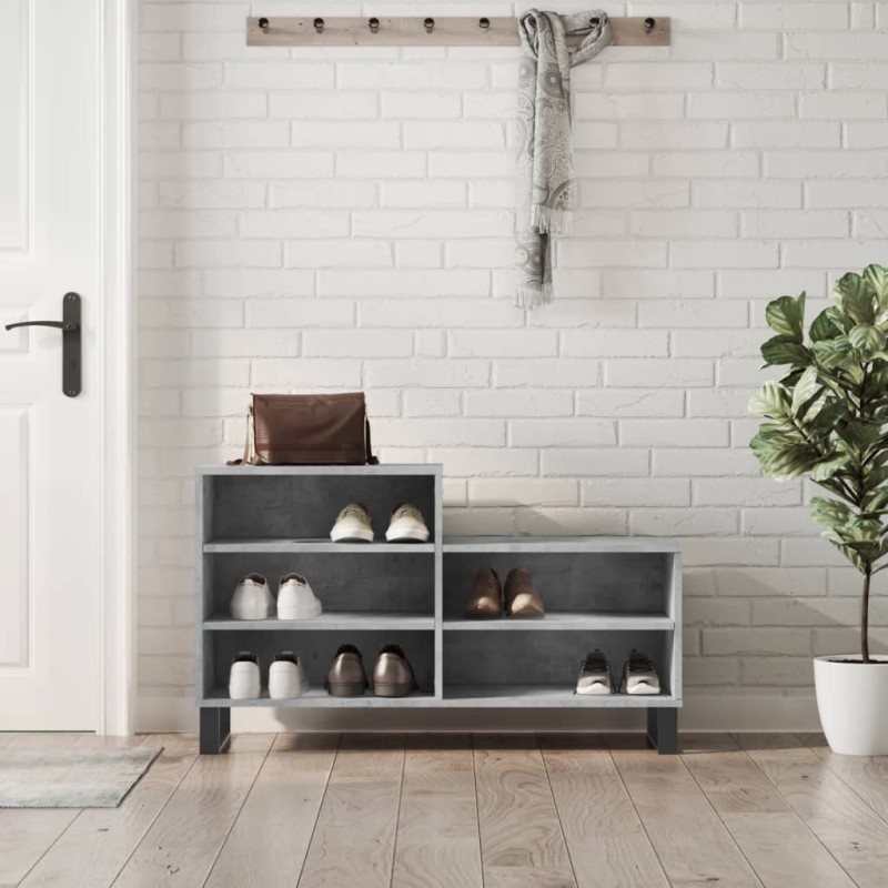 vidaXL Mueble zapatero madera contrachapada gris hormigón 102x36x60 cm vidaXL Mueble zapatero madera contrachapada gris hormigón 102x36x60 cm