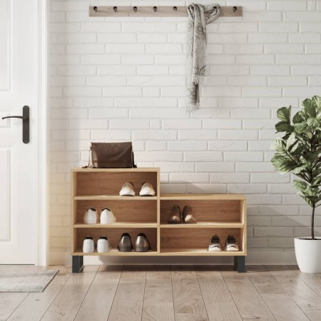 vidaXL Mueble zapatero madera contrachapada roble Sonoma 102x36x60 cm