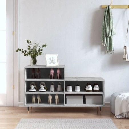 vidaXL Mueble zapatero madera contrachapada gris hormigón 102x36x60 cm