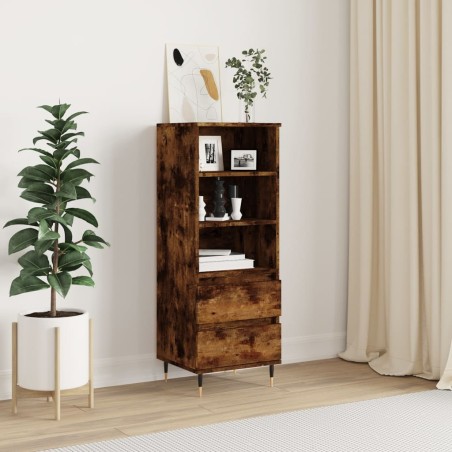 vidaXL Aparador alto madera contrachapada roble ahumado 40x36x110 cm
