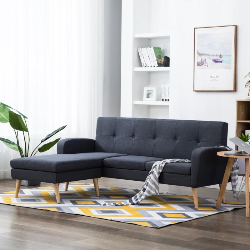 vidaXL Sofá con forma de L tapizado de tela gris oscuro 186x136x79 cm vidaXL Sofá con forma de L tapizado de tela gris oscuro 186x136x79 cm