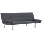 vidaXL Sofá cama con dos almohadas de cuero sintético gris vidaXL Sofá cama con dos almohadas de cuero sintético gris