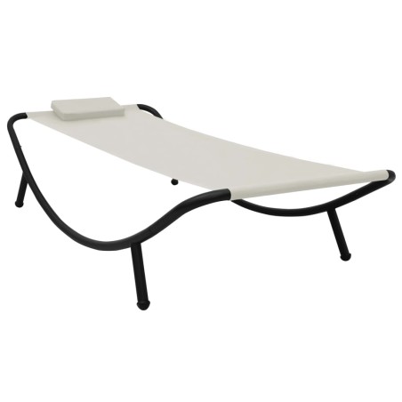 vidaXL Tumbona de acero color crema 200x90 cm