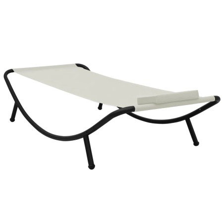 vidaXL Tumbona de acero color crema 200x90 cm