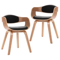 vidaXL Sillas de comedor 2 unidades madera curvada y cuero sintético 