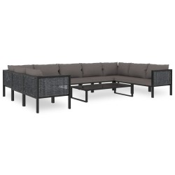 vidaXL Muebles de jardín 10 pzas y cojines ratán sintético antracita