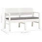 vidaXL Banco de jardín de 2 plazas con cojines plástico blanco 120 cm