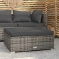 vidaXL Reposapiés de jardín con cojín ratán sintético gris 70x70x30 cm