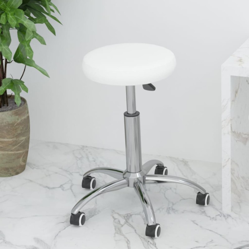 vidaXL Silla de oficina giratoria de cuero sintético blanco vidaXL Silla de oficina giratoria de cuero sintético blanco