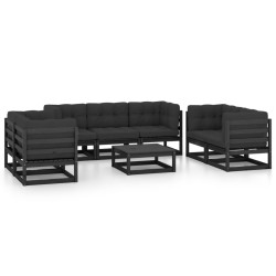 vidaXL Juego de muebles de jardín 8 pzas y cojines madera pino maciza