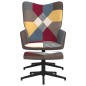 vidaXL Silla de relajación con reposapiés tela patchwork vidaXL Silla de relajación con reposapiés tela patchwork
