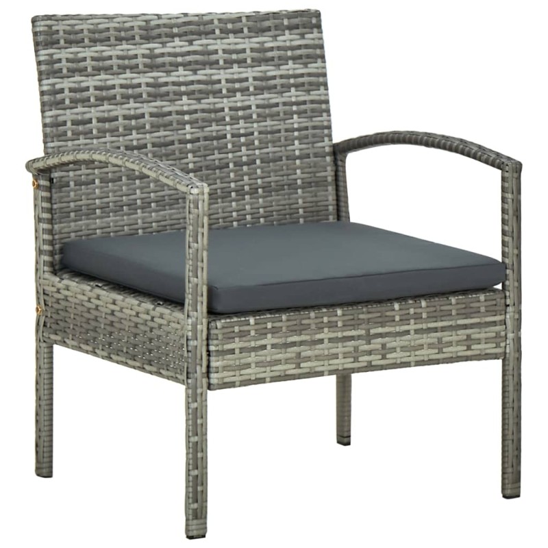 vidaXL Silla de jardín con cojín ratán sintético gris vidaXL Silla de jardín con cojín ratán sintético gris