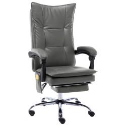 vidaXL Silla de oficina de masaje de cuero sintético gris antracita