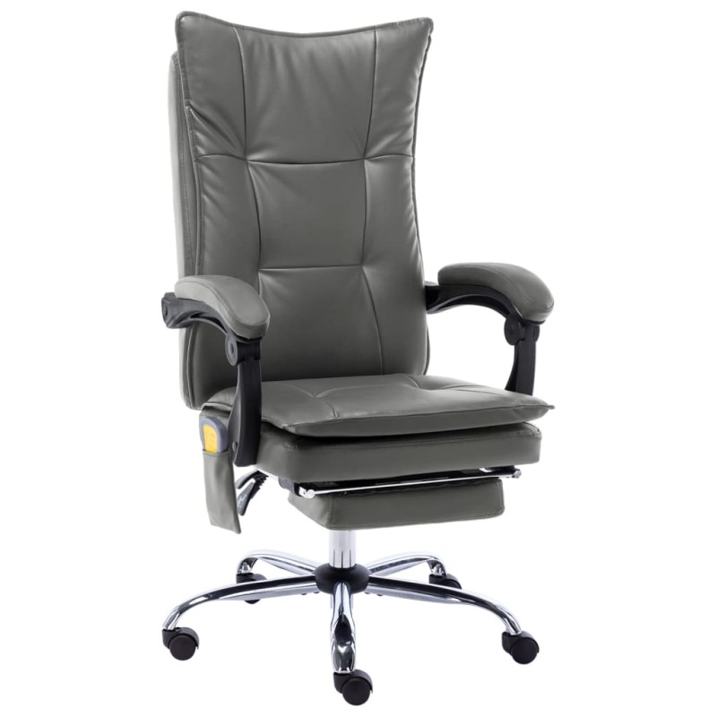vidaXL Silla de oficina de masaje de cuero sintético gris antracita