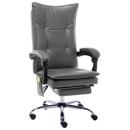 vidaXL Silla de oficina de masaje de cuero sintético gris antracita