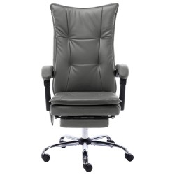 vidaXL Silla de oficina de masaje de cuero sintético gris antracita