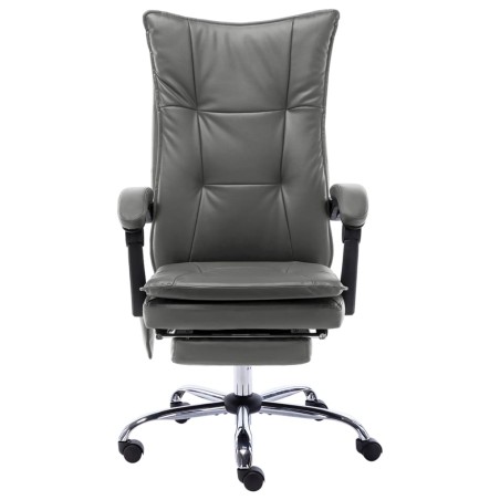 vidaXL Silla de oficina de masaje de cuero sintético gris antracita