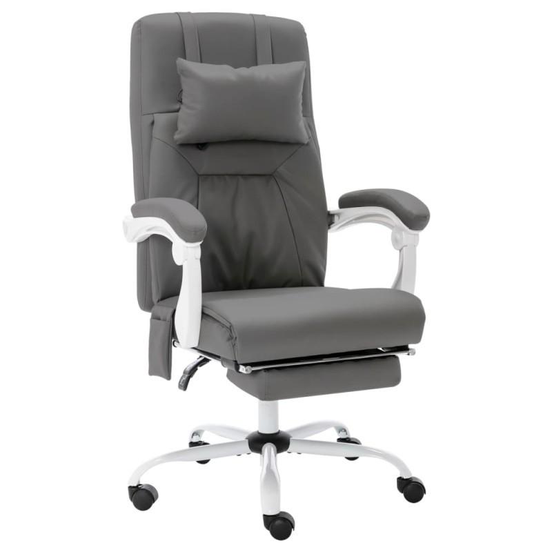 vidaXL Silla de oficina de masaje cuero sintético gris vidaXL Silla de oficina de masaje cuero sintético gris