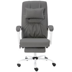 vidaXL Silla de oficina de masaje cuero sintético gris