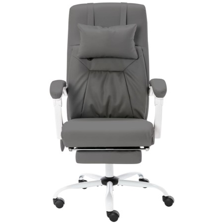 vidaXL Silla de oficina de masaje cuero sintético gris
