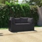 vidaXL Set de sofás de jardín 2 piezas y cojines ratán sintético negro
