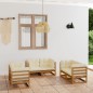 vidaXL Juego de muebles de jardín 6 pzas y cojines madera pino maciza