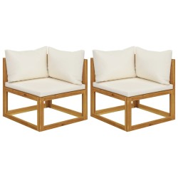 vidaXL Sofás de esquina modulares 2 uds con cojines tela blanco crema