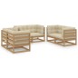 vidaXL Juego de muebles de jardín 6 pzas y cojines madera pino maciza