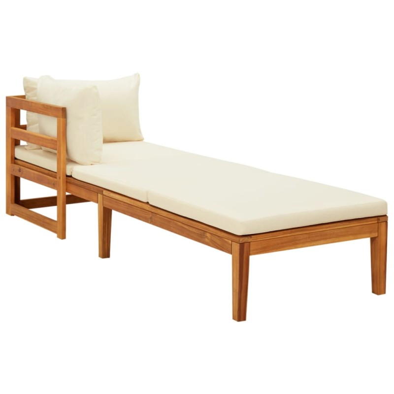 vidaXL Tumbona 1 reposabrazos con cojines crema madera maciza acacia vidaXL Tumbona 1 reposabrazos con cojines crema madera maciza acacia