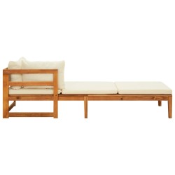 vidaXL Tumbona 1 reposabrazos con cojines crema madera maciza acacia