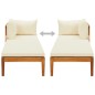 vidaXL Tumbona 1 reposabrazos con cojines crema madera maciza acacia vidaXL Tumbona 1 reposabrazos con cojines crema madera maciza acacia