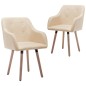 vidaXL Sillas de comedor 2 unidades tela color crema vidaXL Sillas de comedor 2 unidades tela color crema