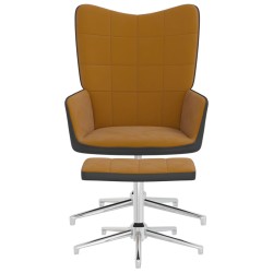 vidaXL Silla de relajación con reposapiés terciopelo y PVC marrón