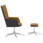 vidaXL Silla de relajación con reposapiés terciopelo y PVC marrón vidaXL Silla de relajación con reposapiés terciopelo y PVC marrón