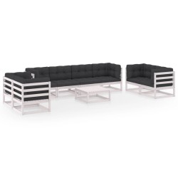 vidaXL Juego de muebles de jardín 9 pzas y cojines madera pino maciza