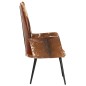 vidaXL Sillón orejero de pelo cuero auténtico marrón y blanco